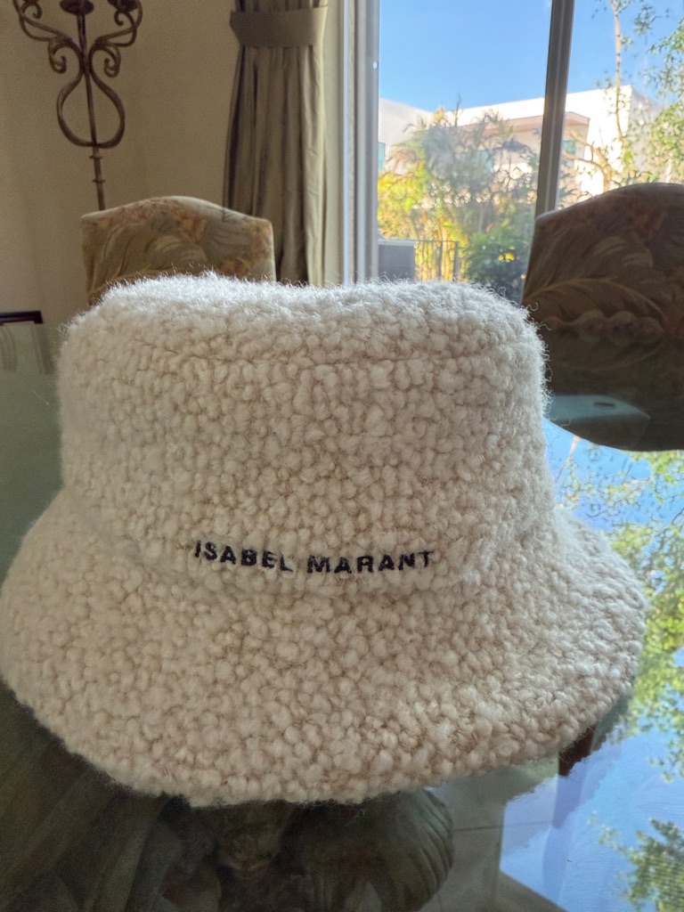 Isabel Marant 100% Authentic Sherpa Bucket Hat With Logo Embroidery